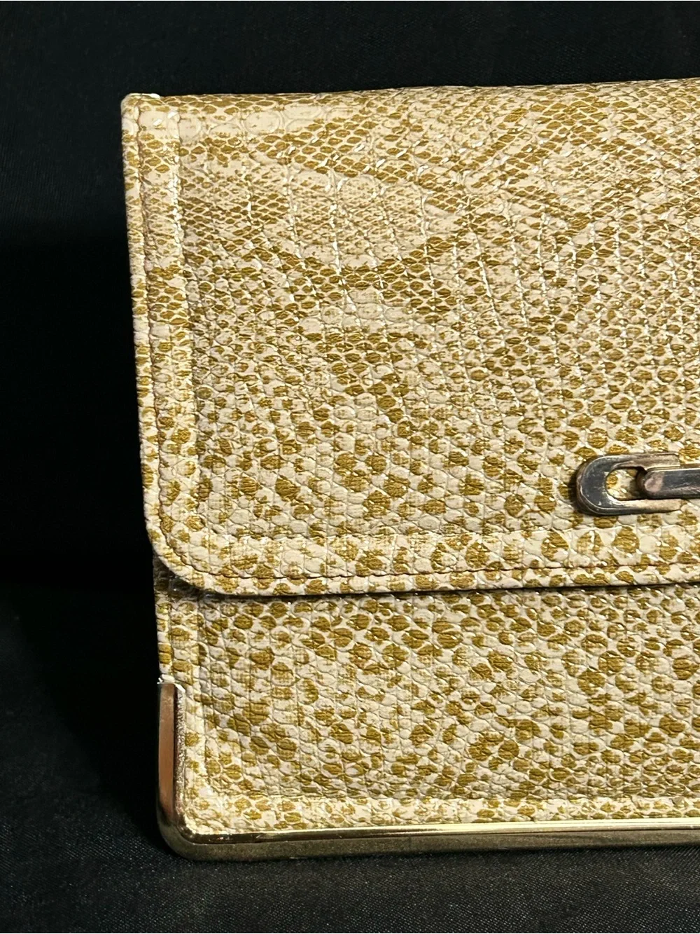 Gold Snakeskin Embossed Women’s Clutch Bag